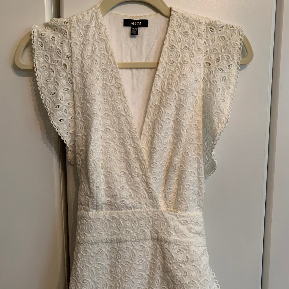 White crochet kimono wrap dress